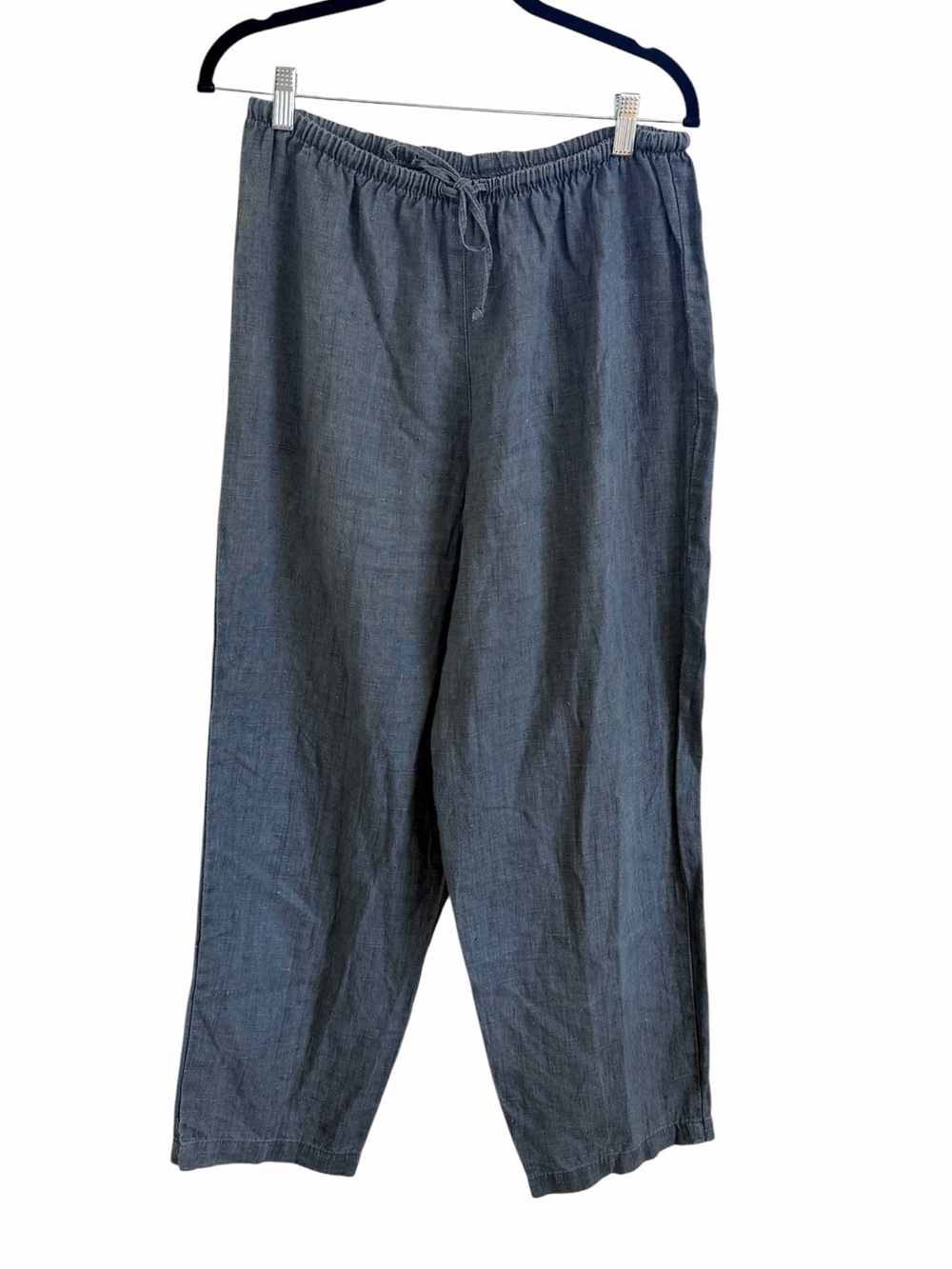 Clio Linen Drawstring Grey Blue Pants Lagenlook